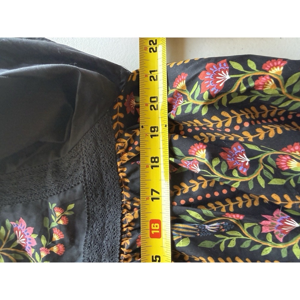 Farm Rio XL Bird Floral Lace Yoke Long Sleeve Boho Blouse - Picture 11 of 14